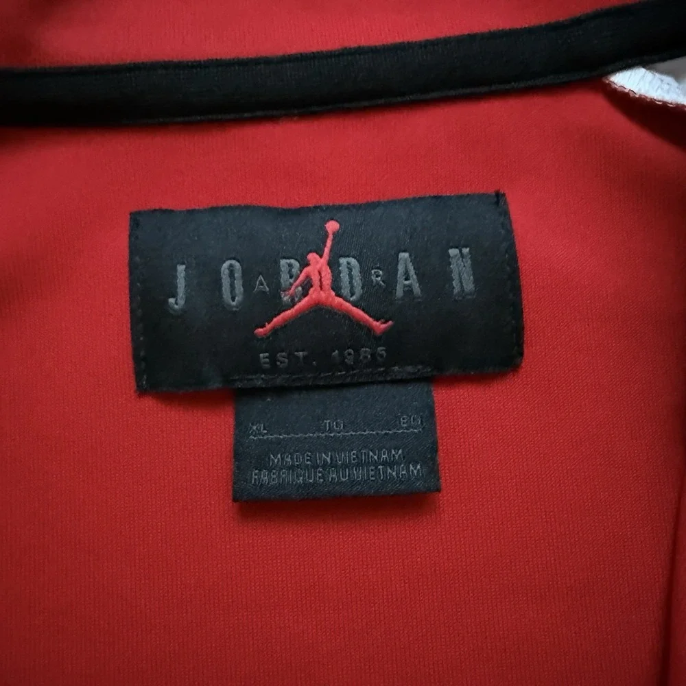 Air Jordan Full Zip Track Jacket Stripe Mens XL Red White Warmup DRI-FIT Pockets